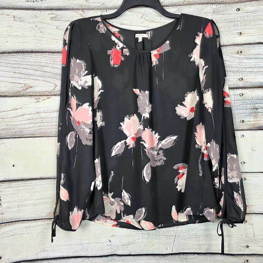 Maurices Floral Blouse Black Pink Long Sleeve Women’s L
